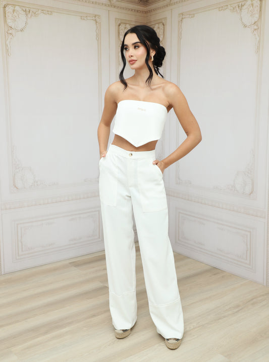 Pantalón Celeste Blanco